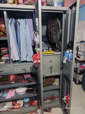 Heavy-Duty 3-Door Steel Almirah With Wardrobe.