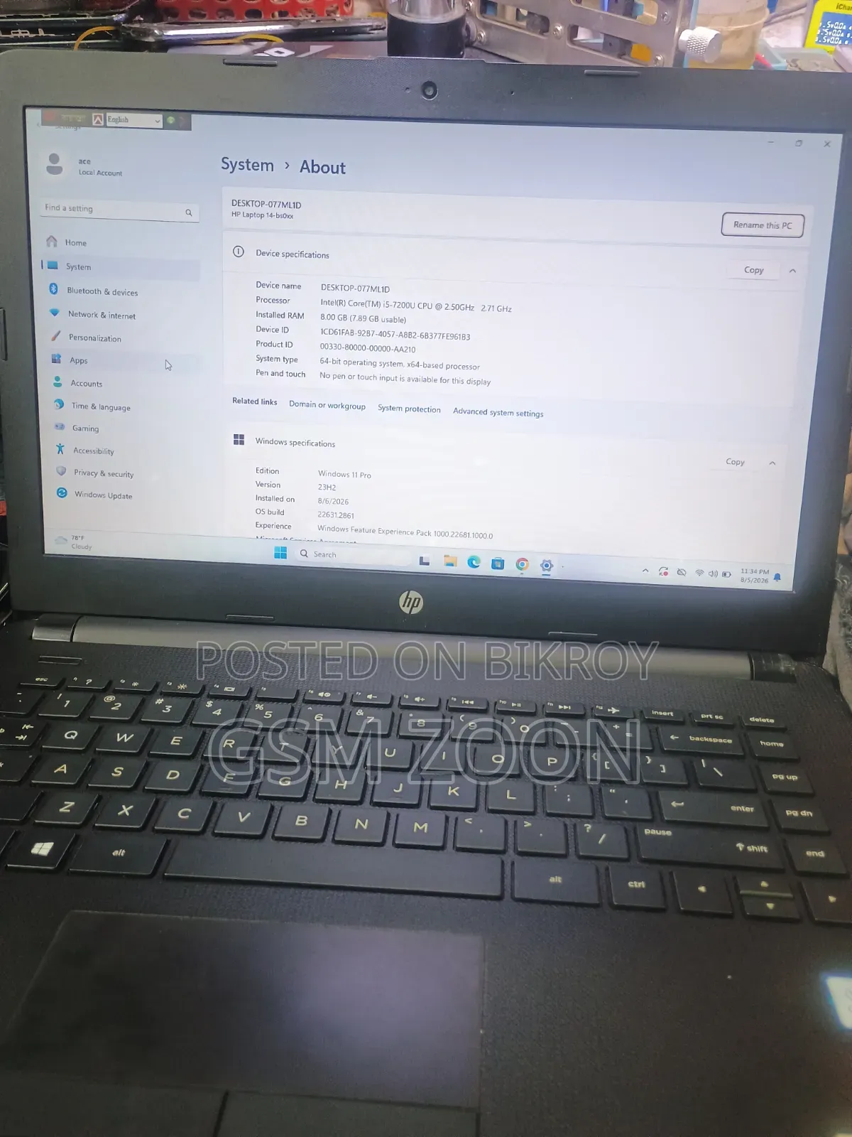 Laptop HP 15 8GB Intel Core i5 HDD+SSD 1T