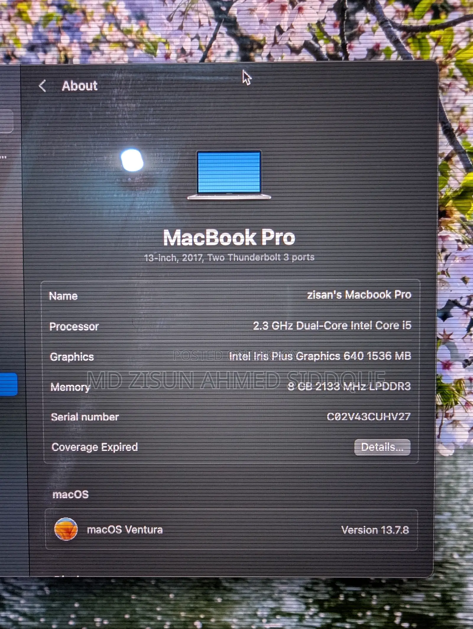 Laptop Apple MacBook Pro 2017 8GB Intel Core i5 SSD 128GB