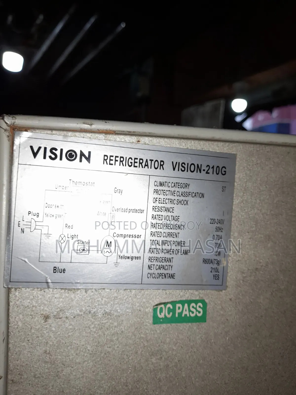 Vision 210 Liter GLX Door Fridge