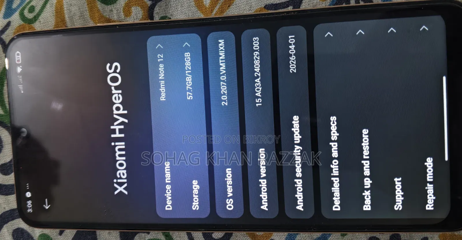 Xiaomi Redmi Note 12 128 GB Gold