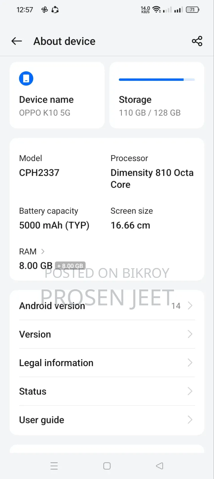 Oppo 5G 128 GB Blue