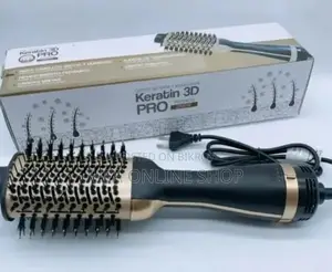 Keratin 3D Pro Hair Dyer Brush +(Free Heat Protector Spray)