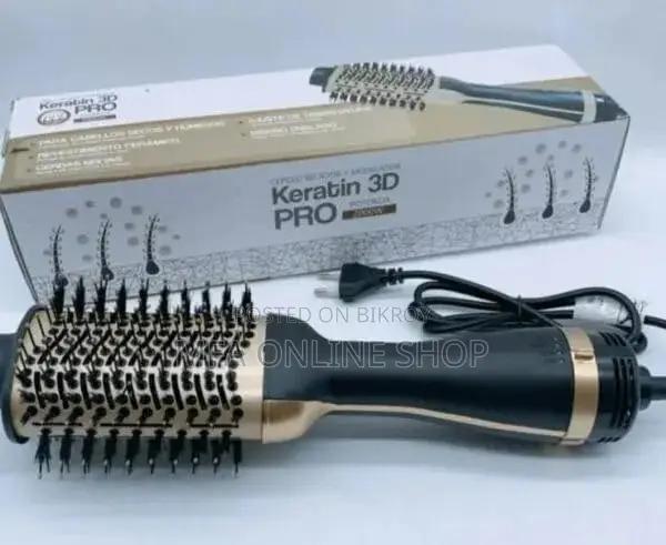Keratin 3D Pro Hair Dyer Brush +(Free Heat Protector Spray)
