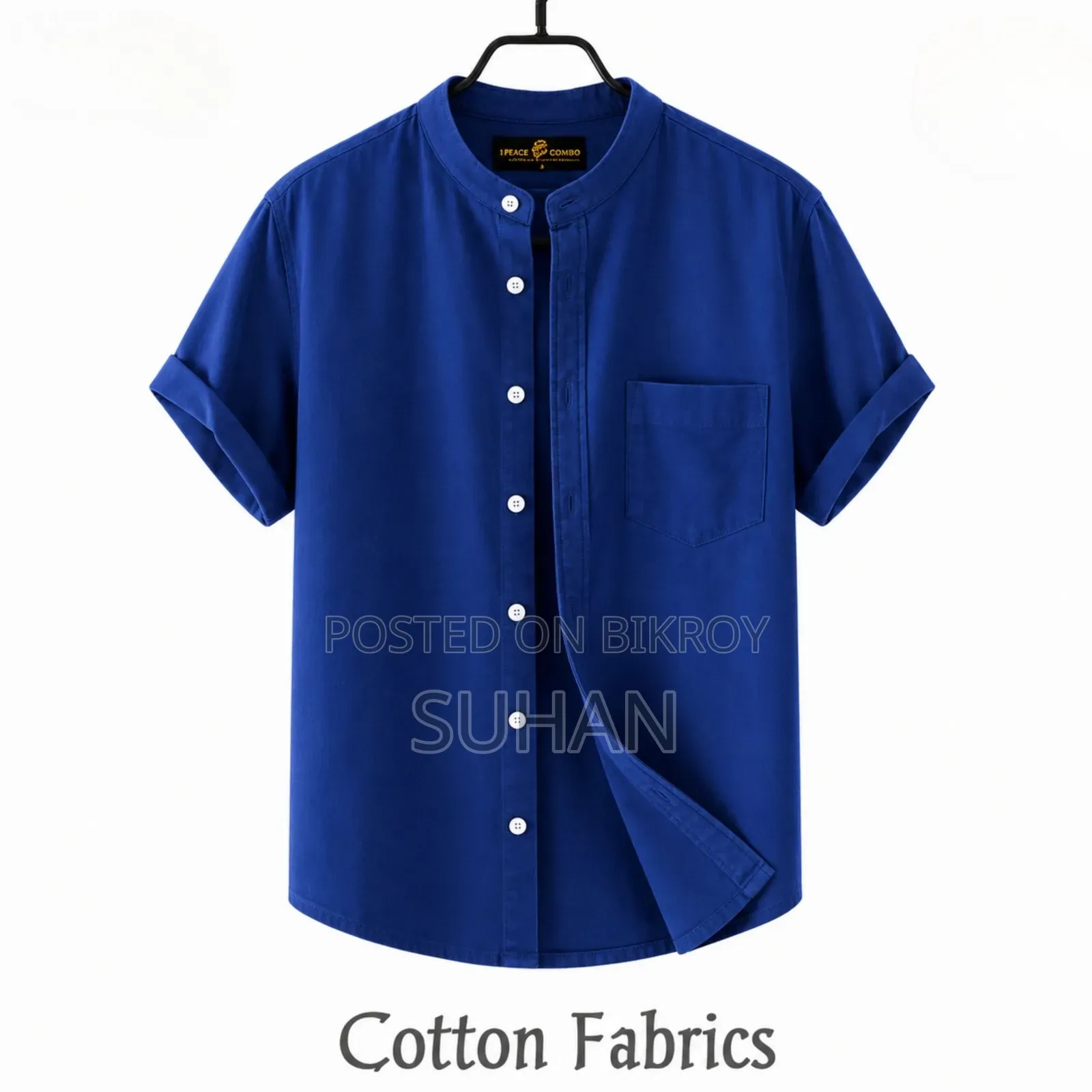 Premium Oxford Cotton Band Collar Short Sleeve Shirt
