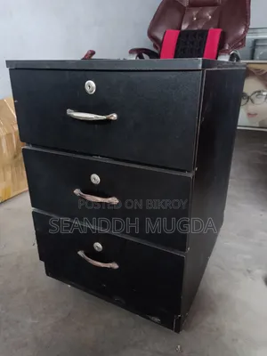 Executive Office Table + 3 Chairs + 3 Drawer Cabinet |