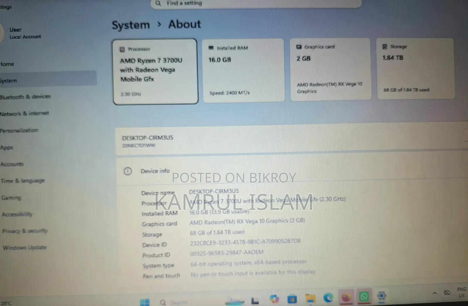 Laptop Lenovo ThinkPad E495 16GB AMD Ryzen 7 HDD+SSD 2TB