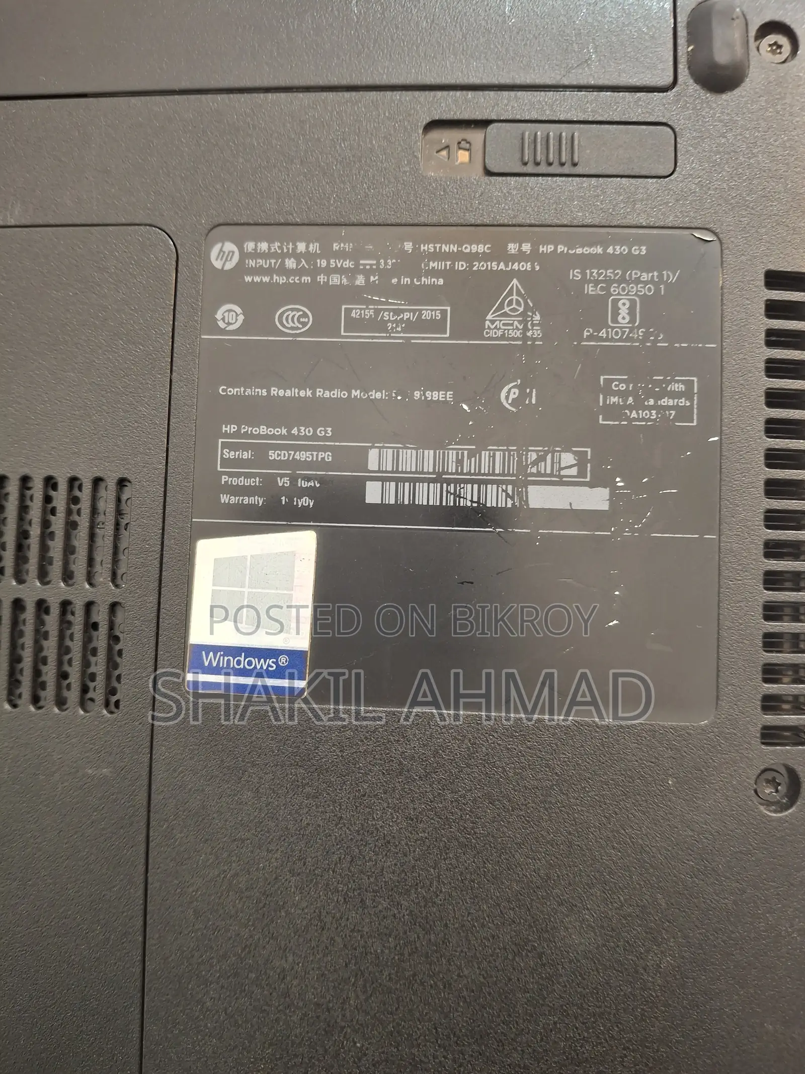 Laptop HP 430 G3 4GB Intel Core i5 HDD 512GB