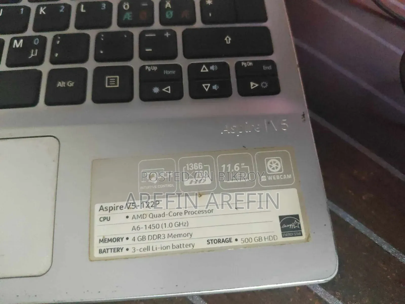 Laptop Acer Aspire V5 4GB AMD A6 HDD 500GB