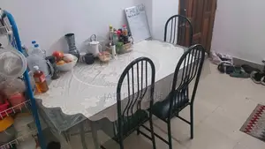 কাচের ডাইনিং টেবিল ৬ জনের + ৪ টা টেবিল