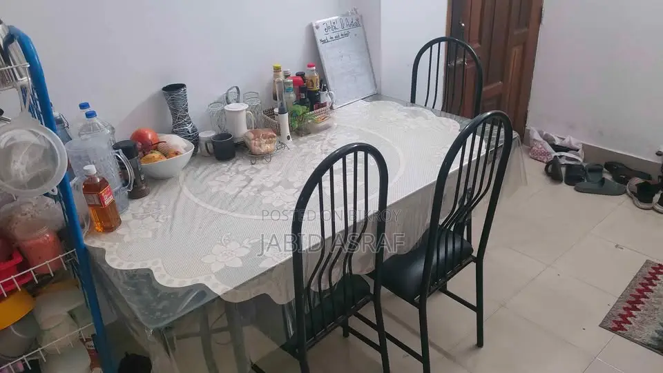 কাচের ডাইনিং টেবিল ৬ জনের + ৪ টা টেবিল