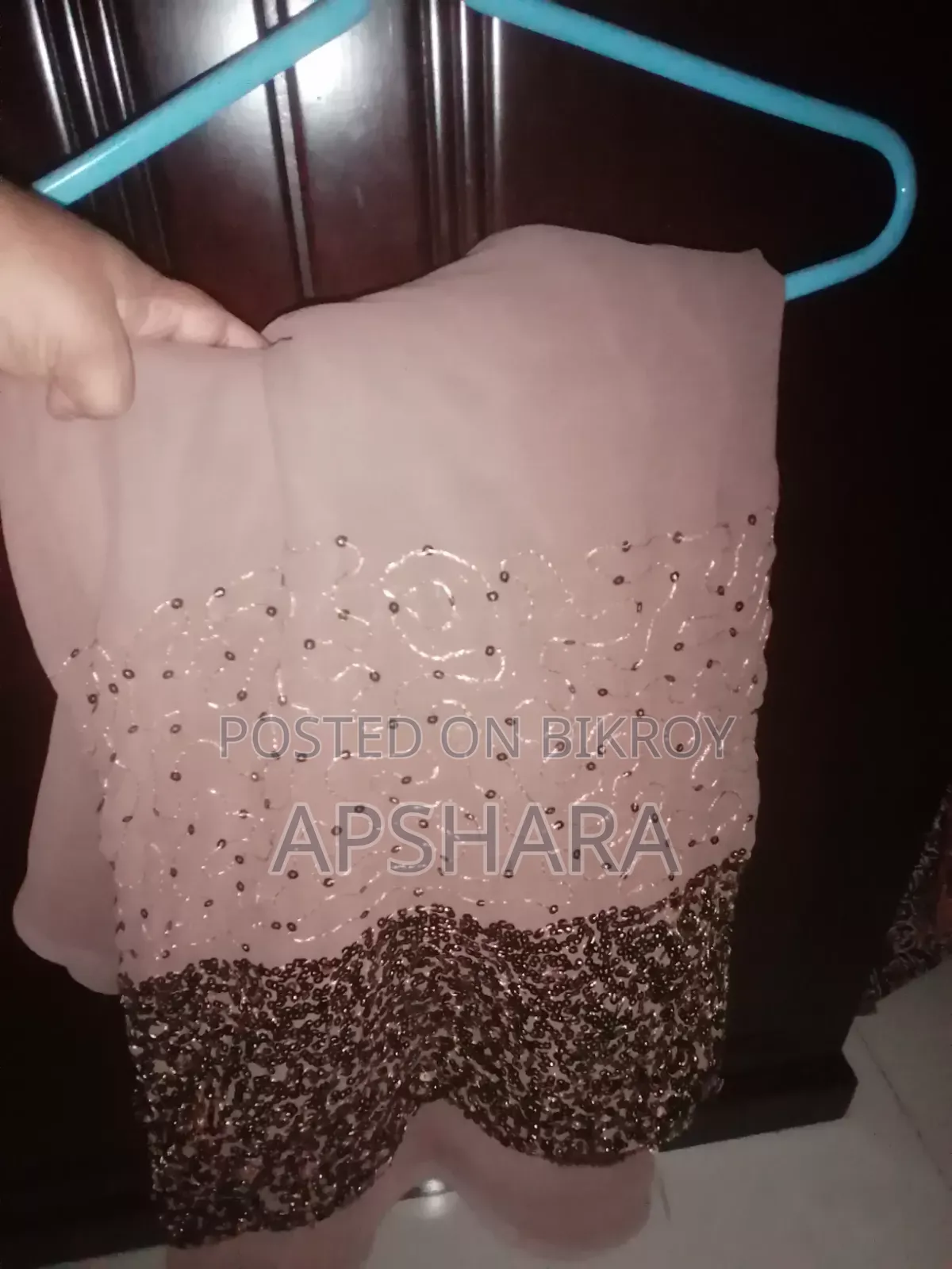 কফি সিকোয়েন্স জর্জেট ওয়ার্ক শাড়ি