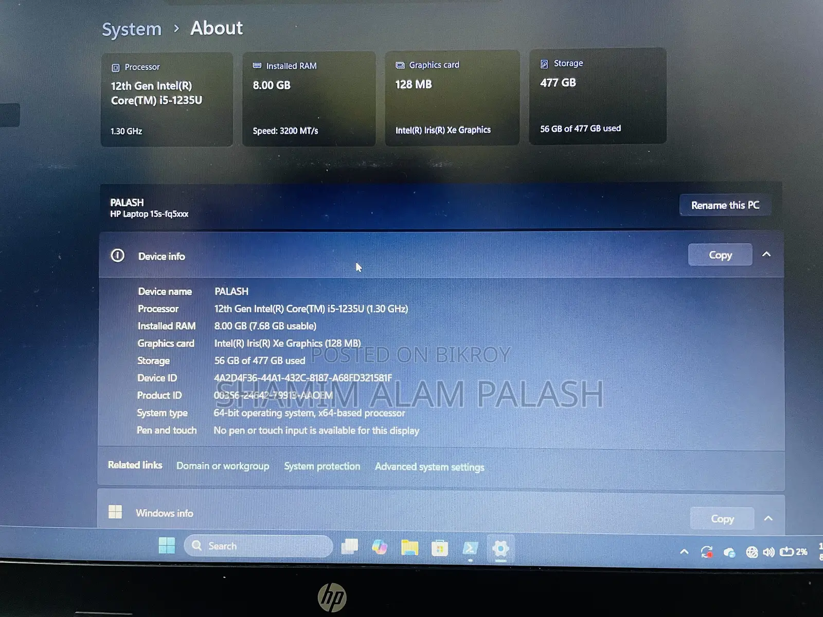 Laptop HP 15s 8gb Intel Core I5 SSD 512gb