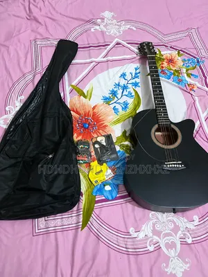 Black Acoustic Guitar With Bag, Capo & Extra Strings | Like New