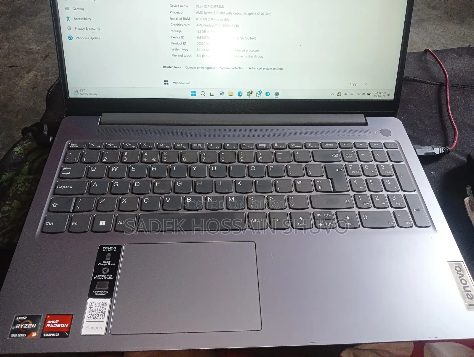 Laptop Lenovo Ideapad 3 8GB AMD Ryzen 3 SSD 256GB