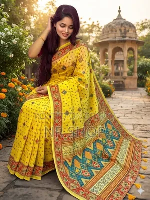 কটন স্কিন প্রিন্ট শাড়ি – ব্লাউজ পিসসহ