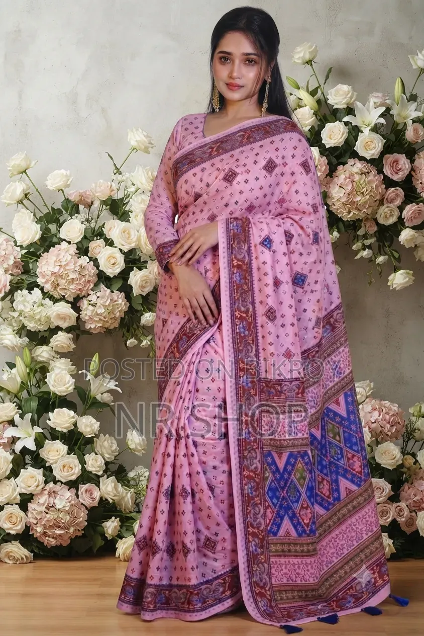 কটন স্কিন প্রিন্ট শাড়ি – ব্লাউজ পিসসহ