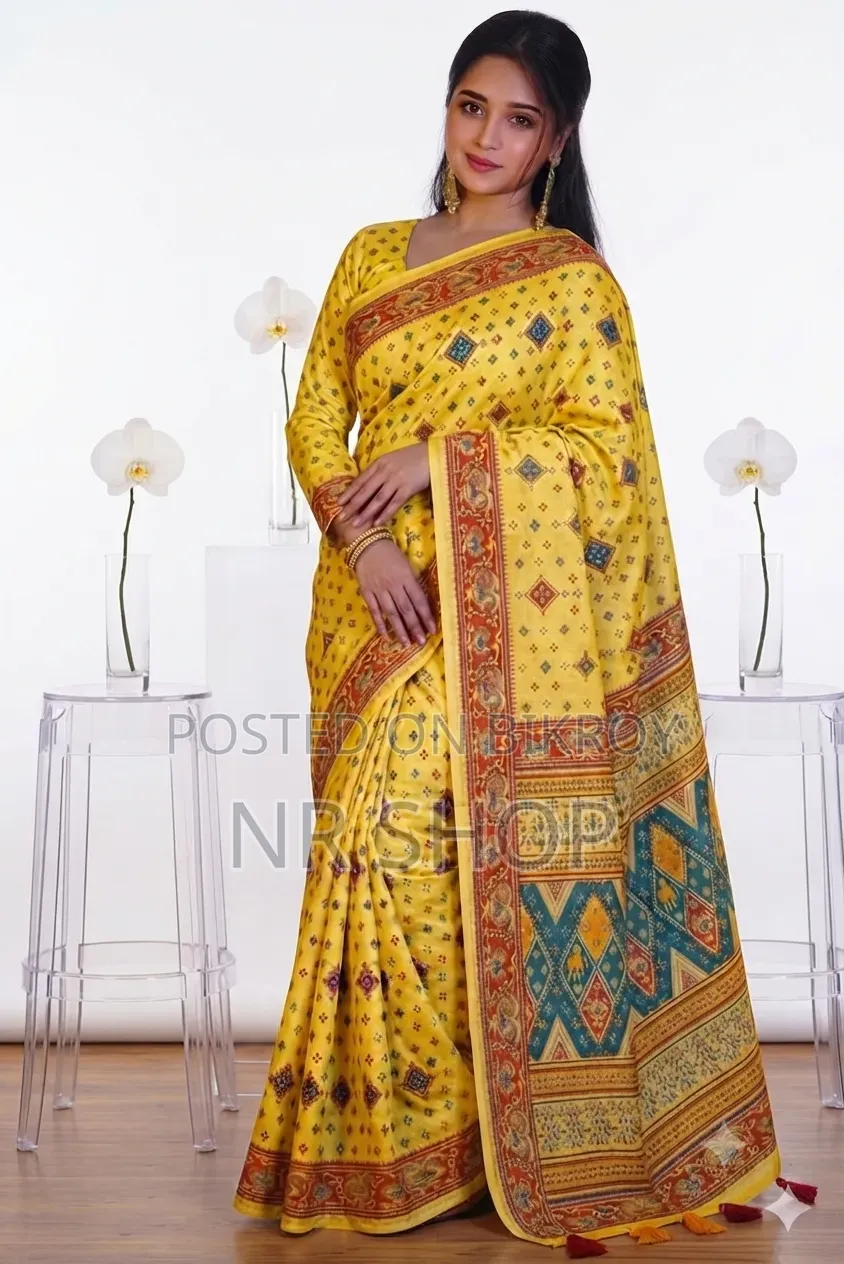 কটন স্কিন প্রিন্ট শাড়ি – ব্লাউজ পিসসহ