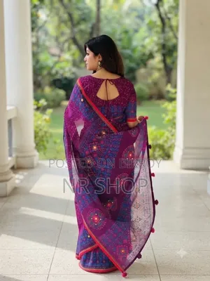 প্রিমিয়াম সেমি মসলিন শাড়ি – ব্লাউজ পিসসহ