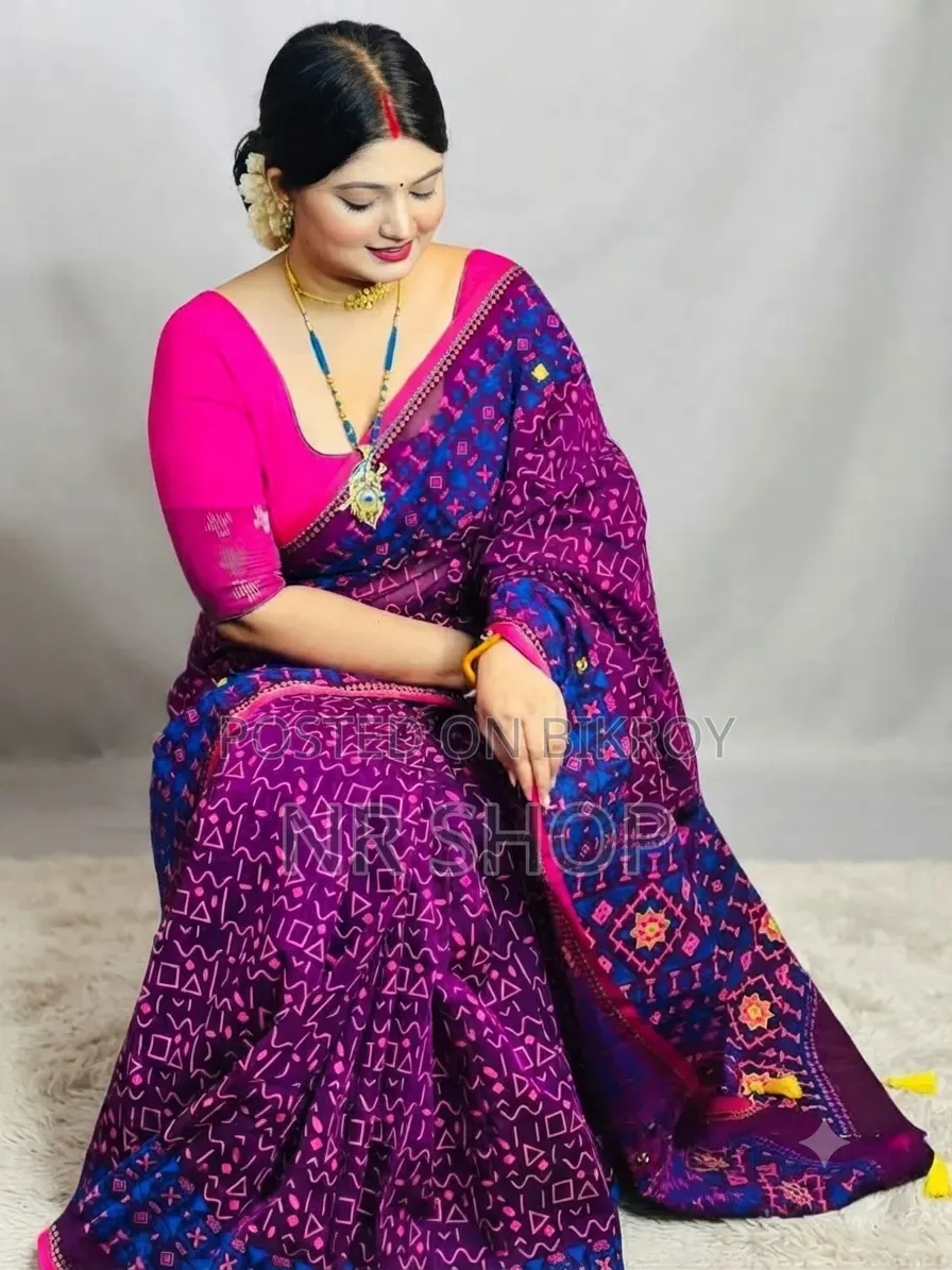 প্রিমিয়াম সেমি মসলিন শাড়ি – ব্লাউজ পিসসহ