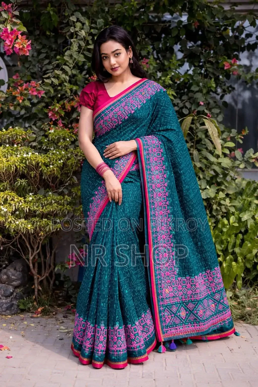 প্রিমিয়াম সেমি মসলিন শাড়ি – ব্লাউজ পিসসহ