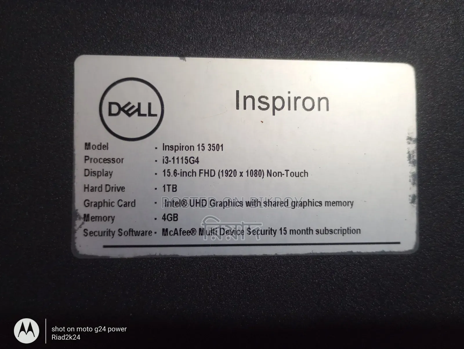 Dell Inspiron 15 3000 Laptop 4GB Intel Core i3 128GB SSD