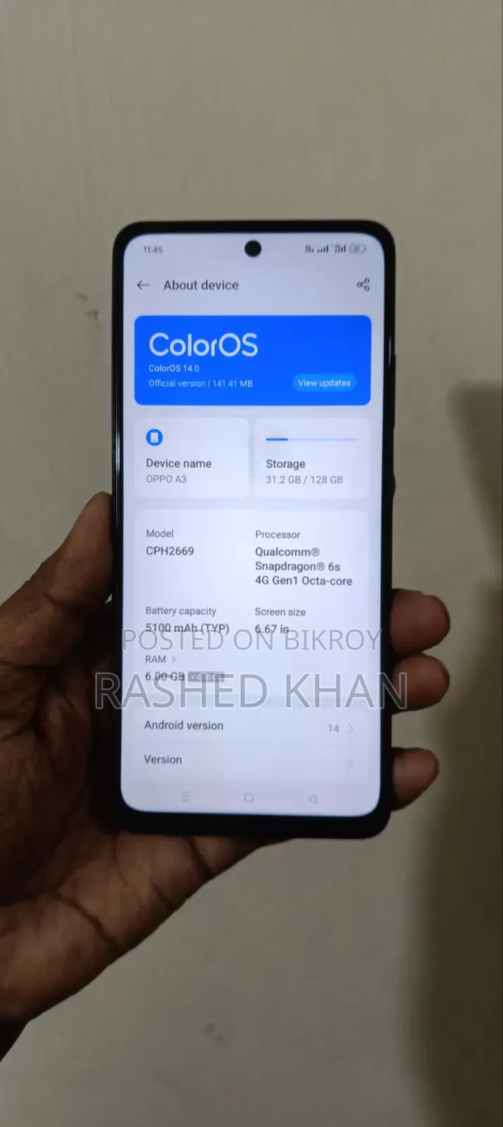 Oppo A3 128 GB Black