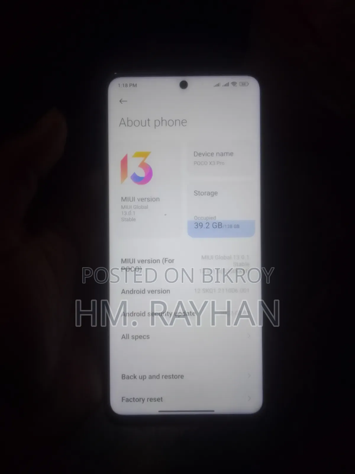 শাওমি পোকো এক্স৩ প্রো ১২৮ জিবি ব্ল্যাক