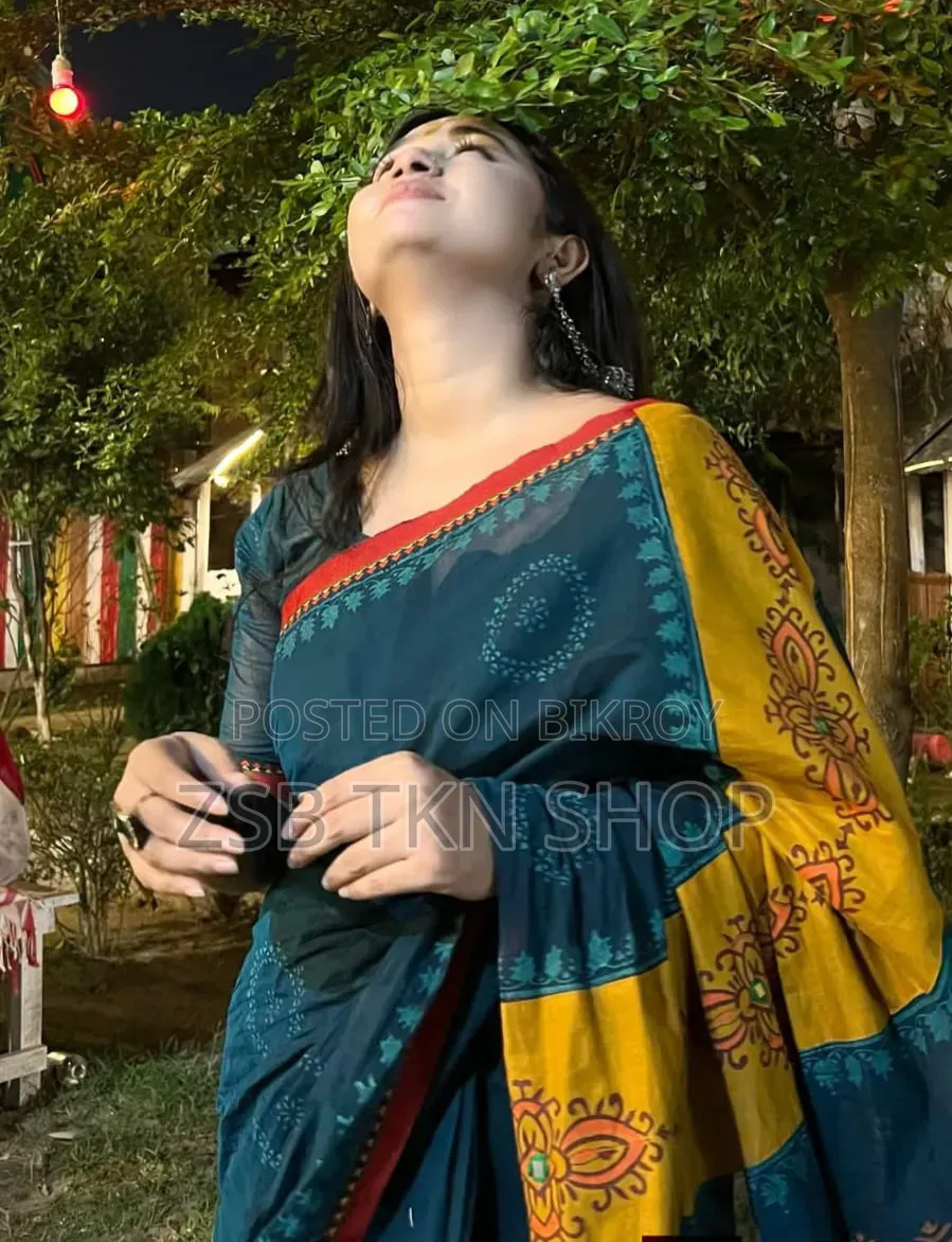 হাফ সিল্ক বুটিক শাড়ি ব্লাউজ পিসসহ