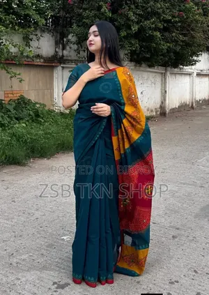 হাফ সিল্ক বুটিক শাড়ি ব্লাউজ পিসসহ