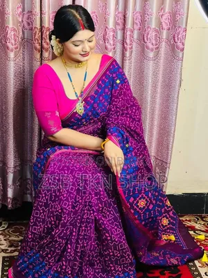 সেমি মসলিন শাড়ি ব্লাউজ পিস সহ
