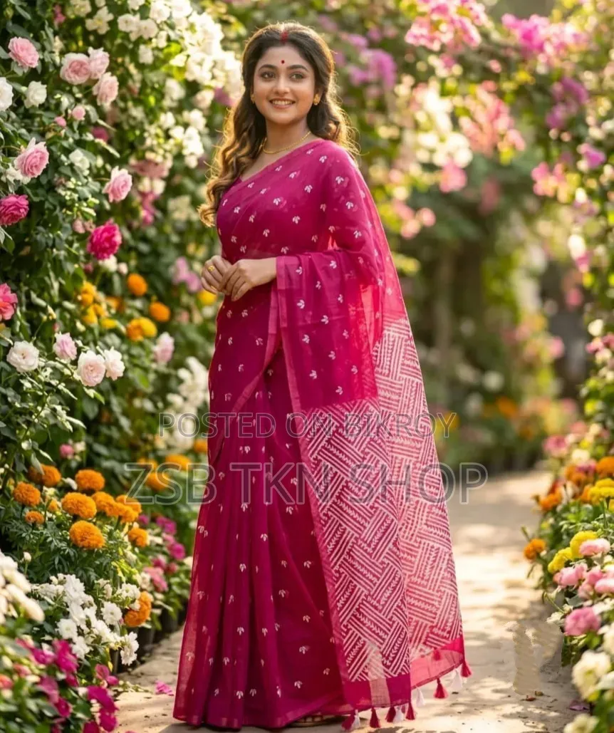 Half Silk Screen Print Saree