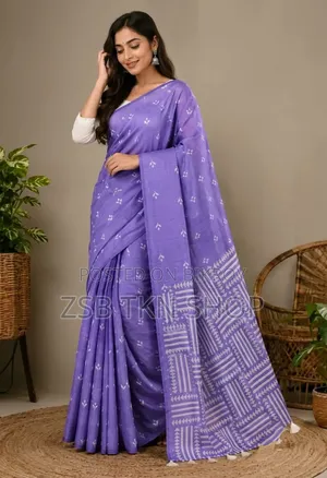 Half Silk Screen Print Saree