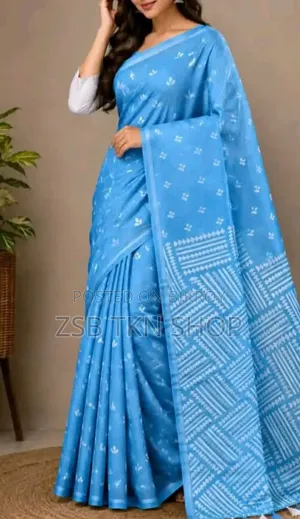 Half Silk Screen Print Saree