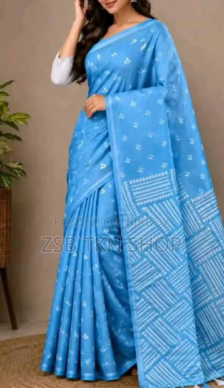 Half Silk Screen Print Saree