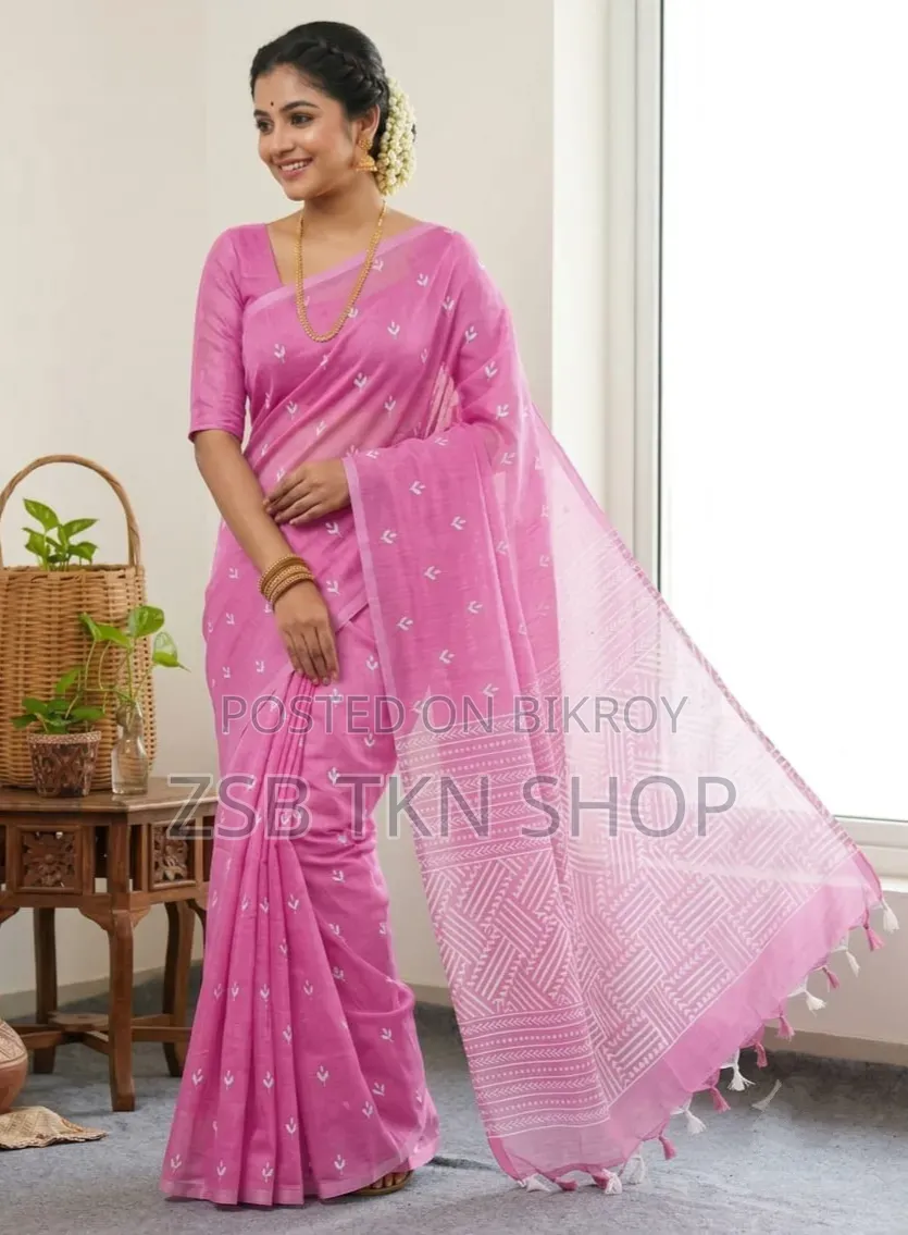 Half Silk Screen Print Saree
