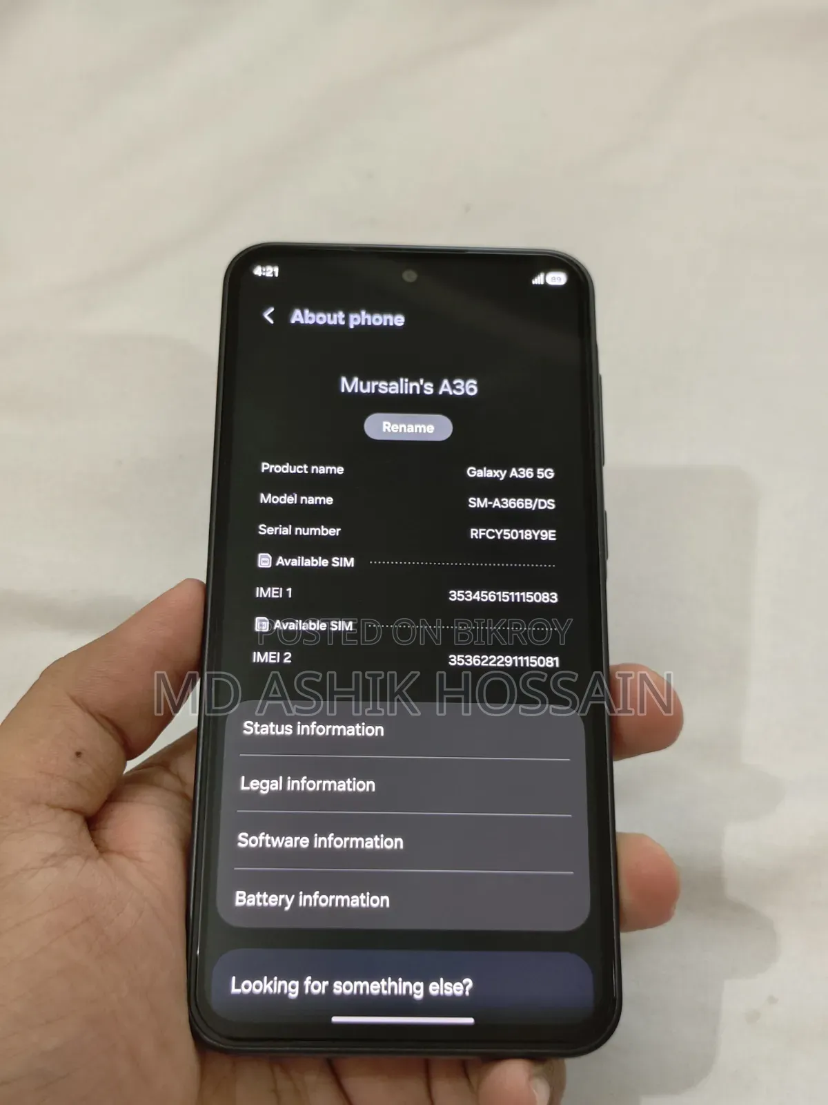স্যামসাং গ্যালাক্সি এ৩৬ ১২৮ জিবি ব্ল্যাক