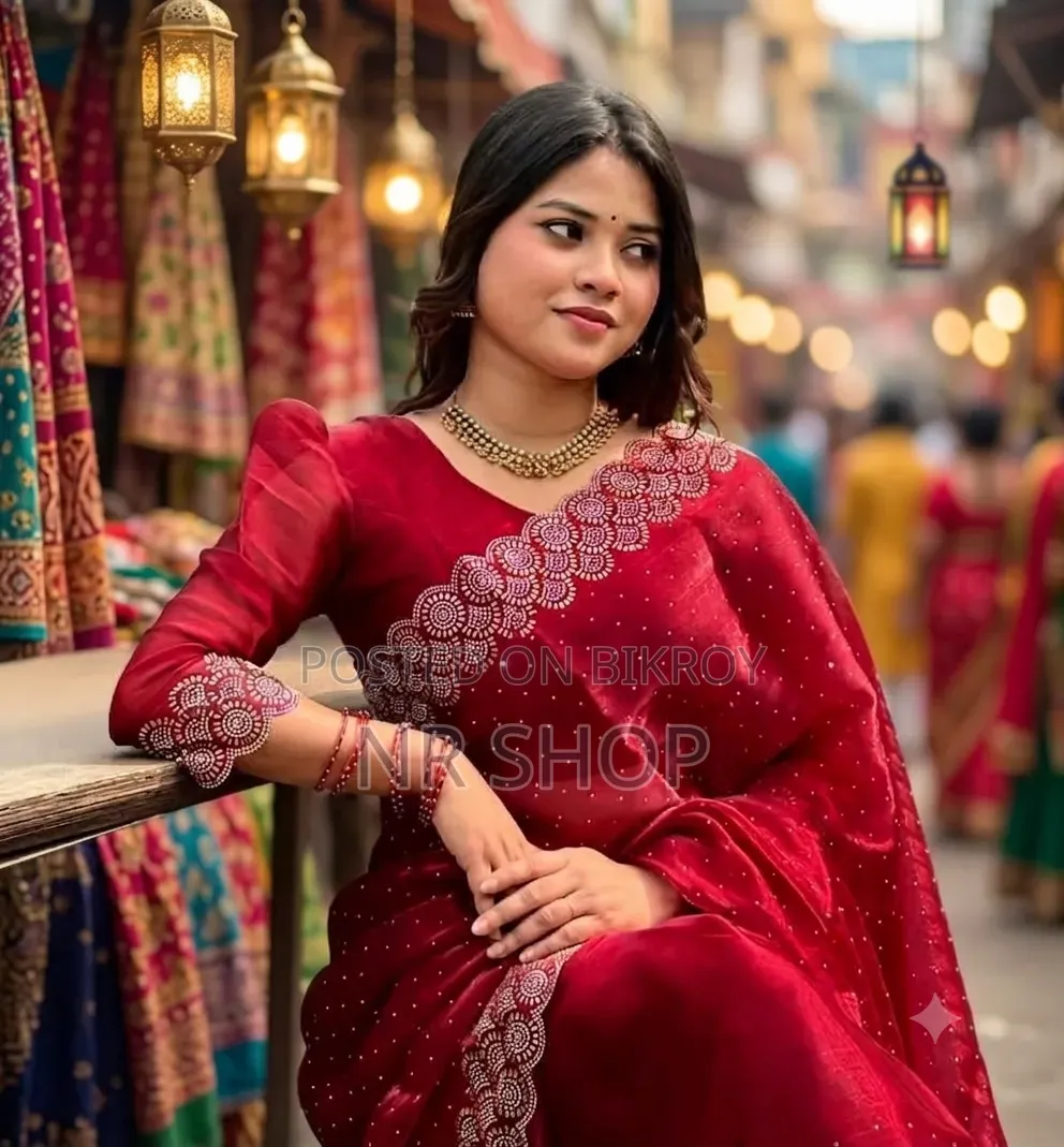 Stone Work Georgette Saree – with Blouse Piece
