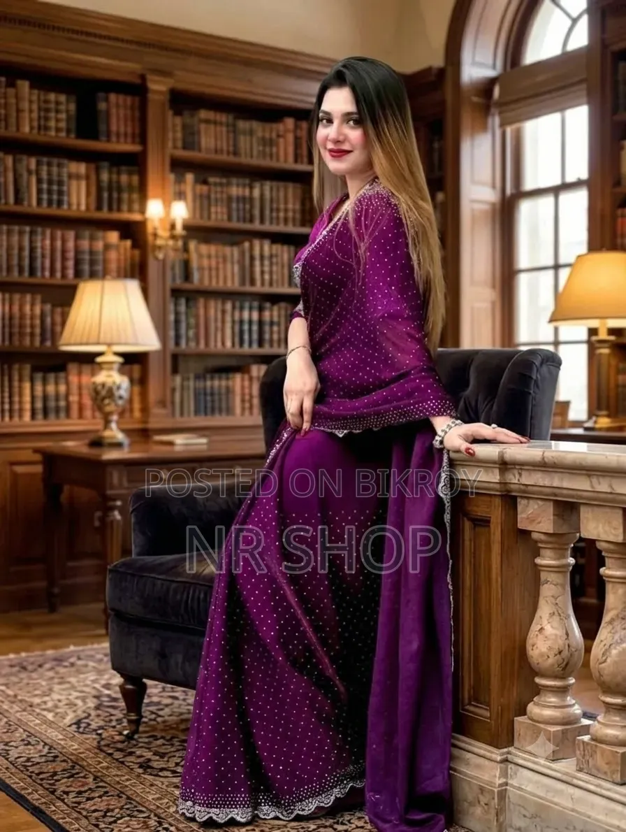 Stone Work Georgette Saree – with Blouse Piece