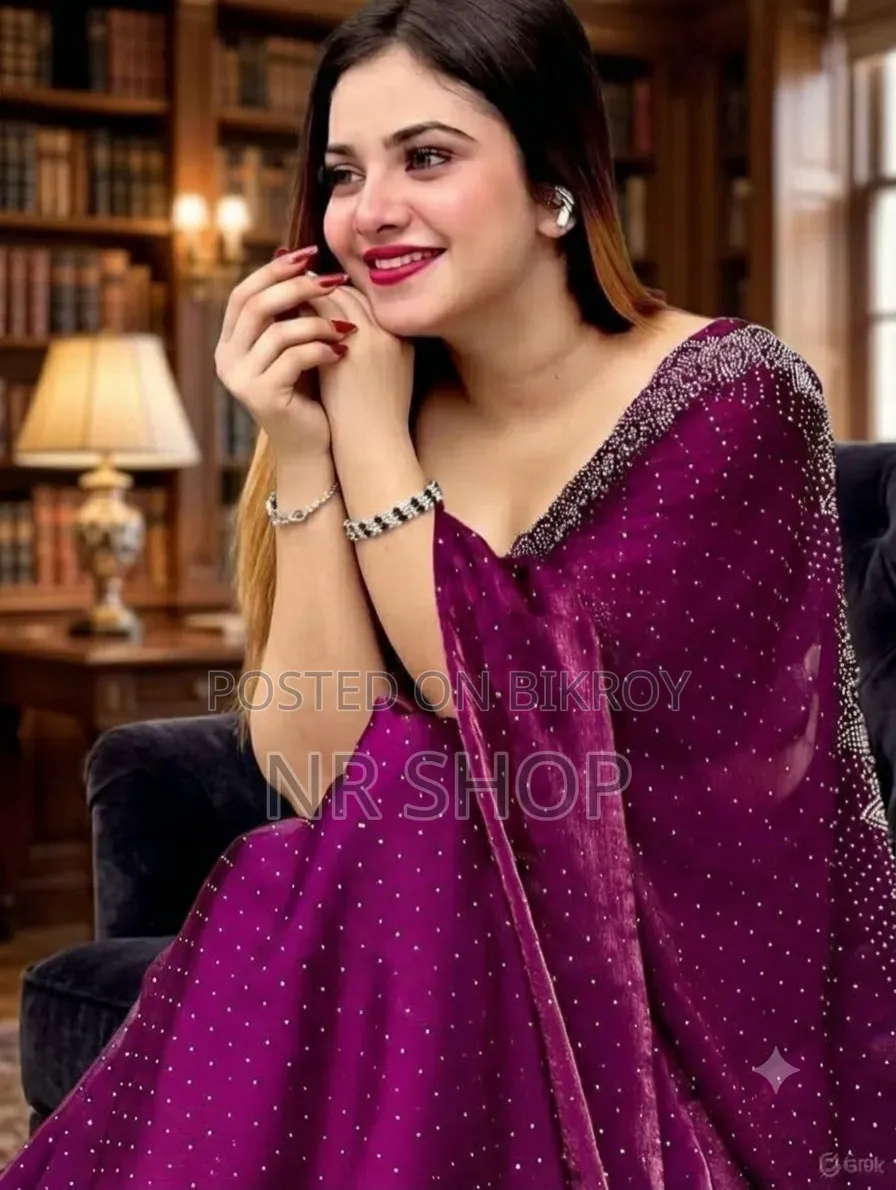 Stone Work Georgette Saree – with Blouse Piece