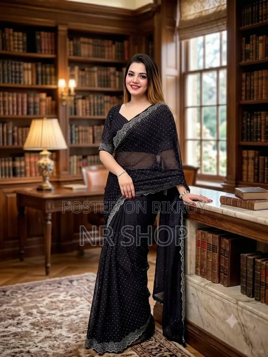 Stone Work Georgette Saree – with Blouse Piece