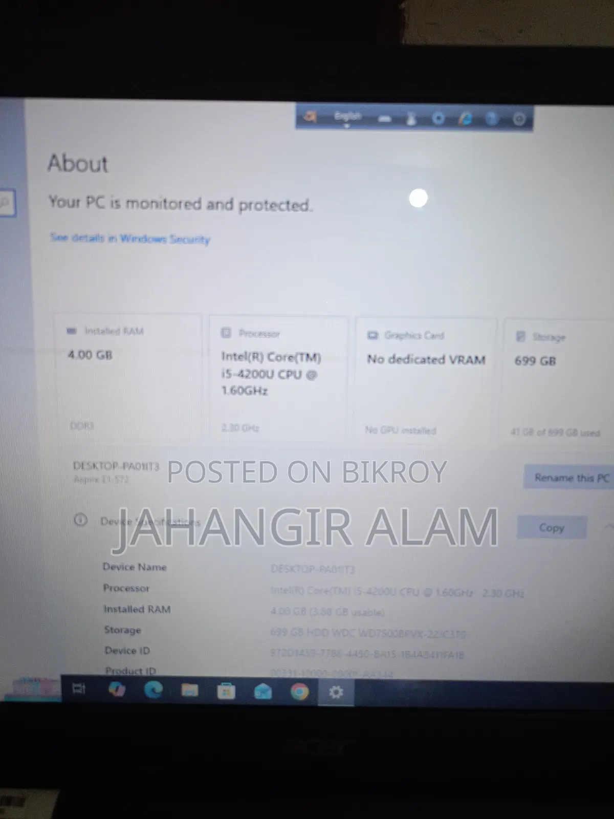 Laptop ASUS 4GB Intel Core I5 HDD 1TB