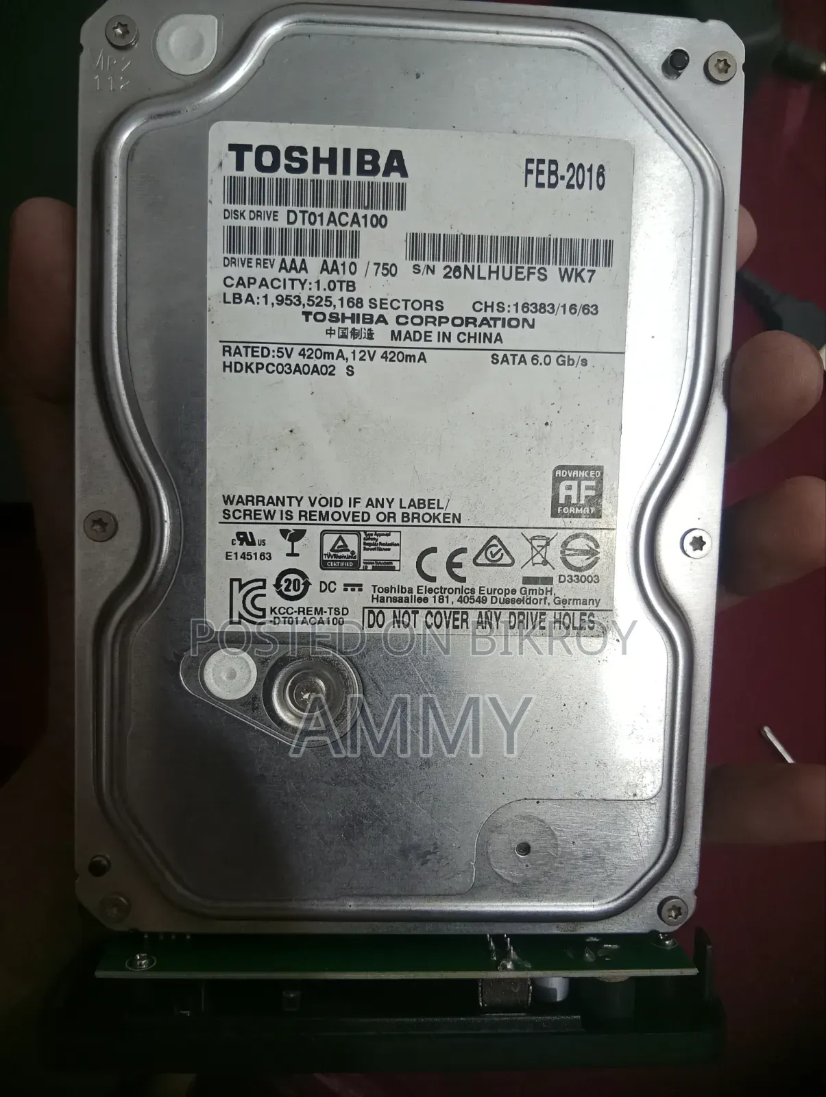 তোশিবা ১টিবি ডেস্কটপ এইচডিডি (DT01ACA100) + ৩.৫" ইউএসবি এক্সটার্নাল এনক্লোজার