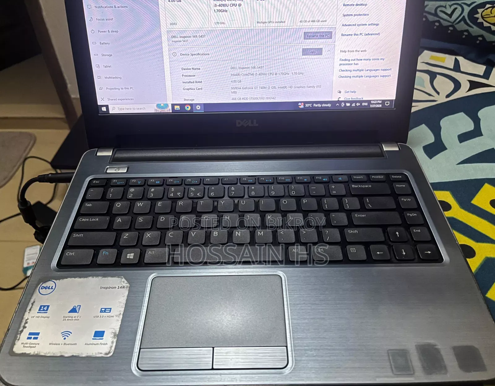 Laptop Dell Inspiron 14 4GB Intel Core i3 HDD 500GB