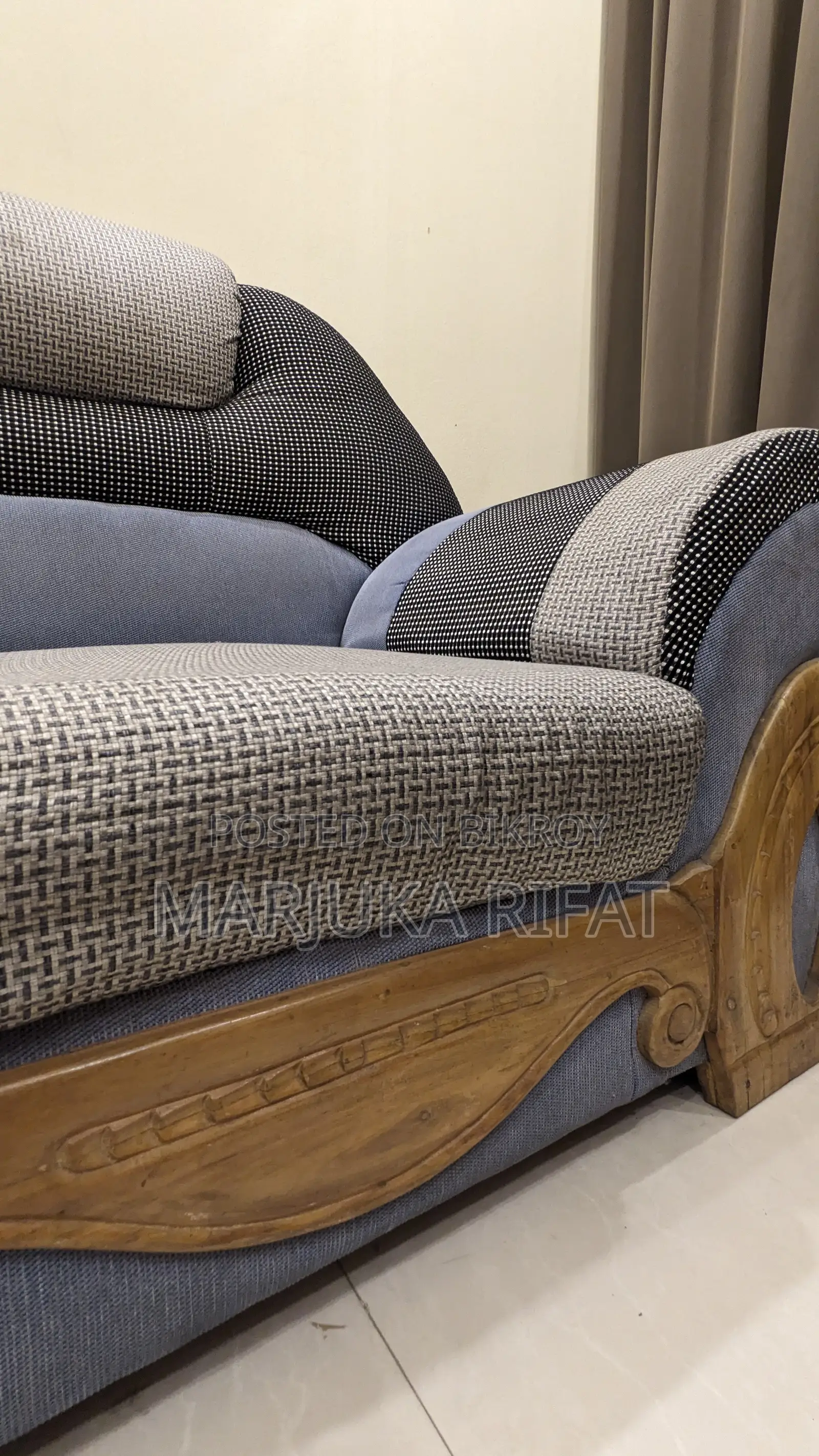 3-Piece Solid Teak Wood Sofa Set With Free Ready-Made Seat Cover