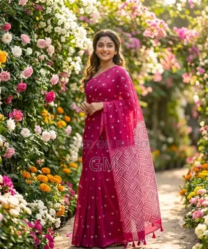 Half Silk Screen Print Saree