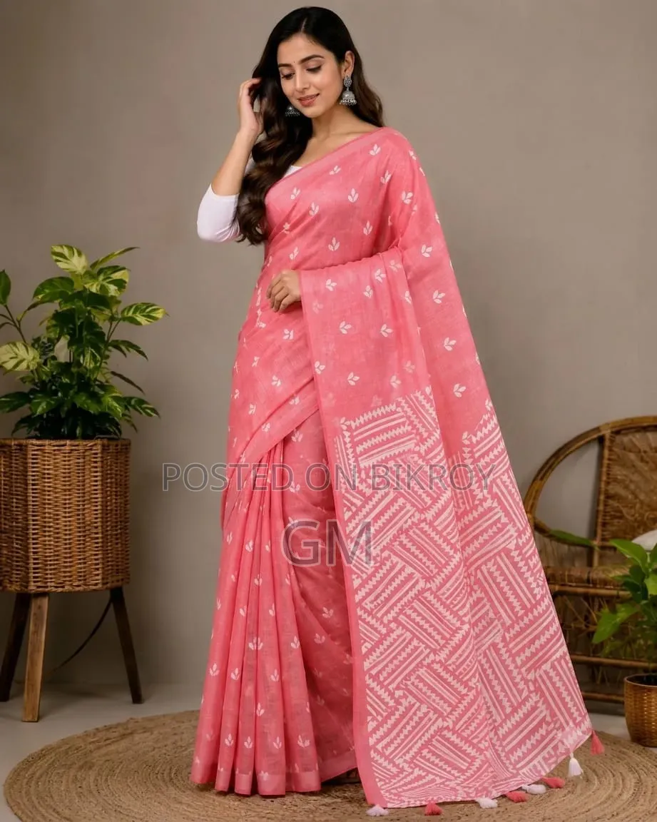 Half Silk Screen Print Saree