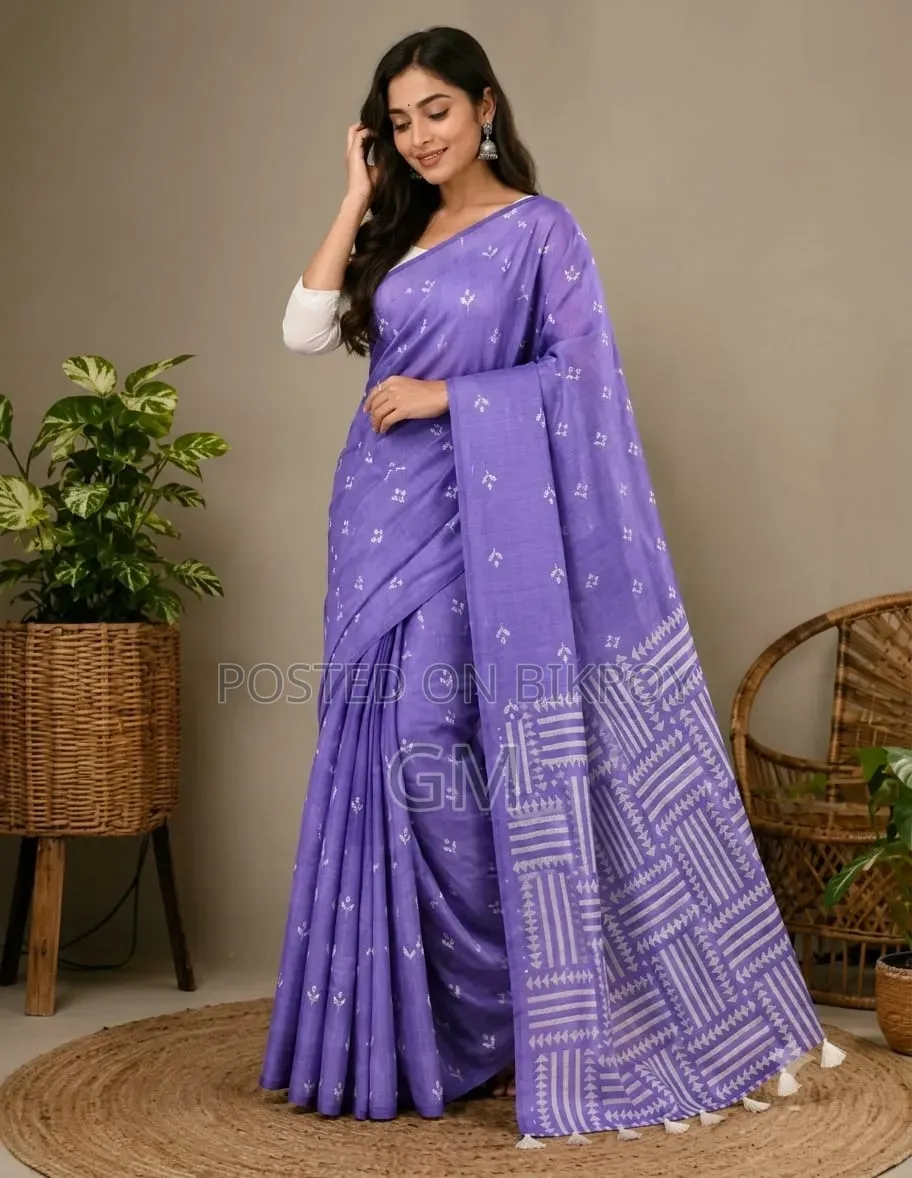 Half Silk Screen Print Saree