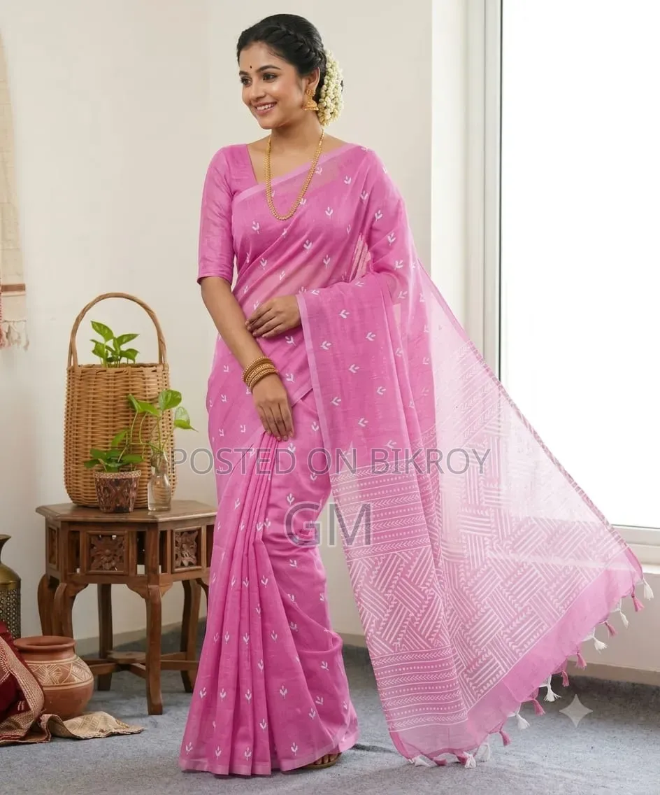 Half Silk Screen Print Saree
