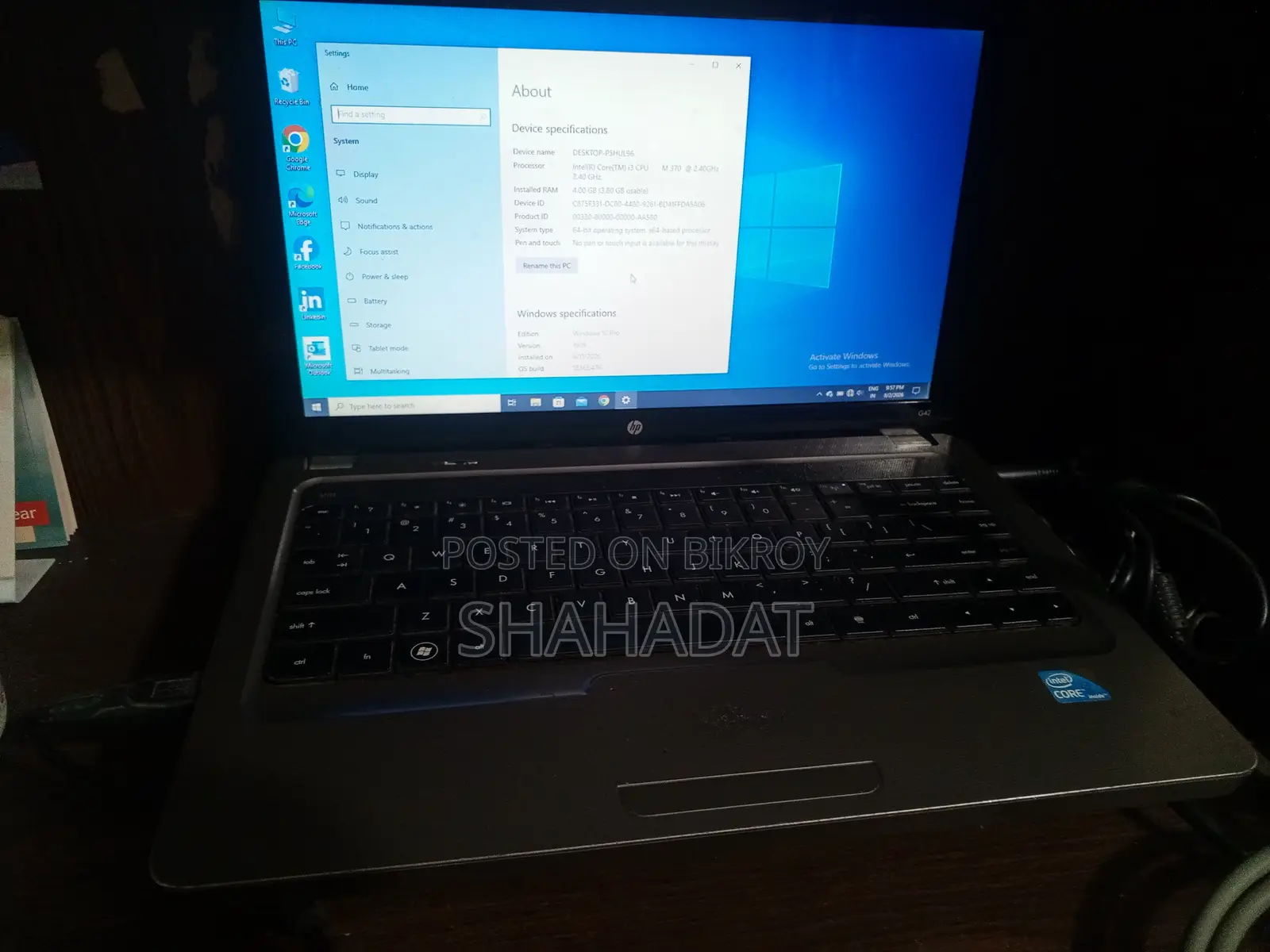 Laptop HP 4GB Intel Core i3 HDD 72GB